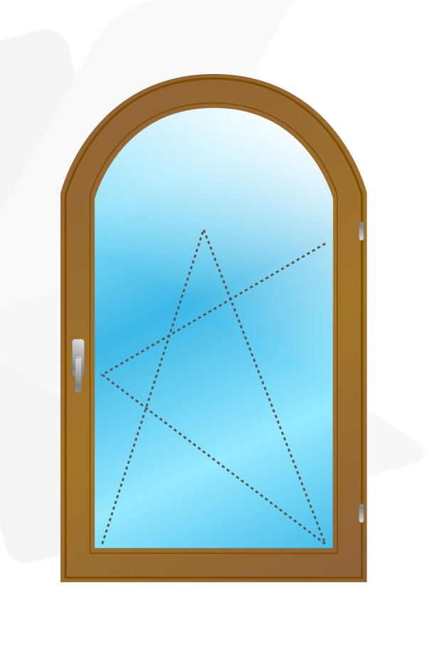 Поворотно-откидное арочное окно, сосна 