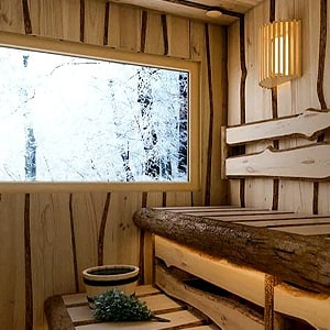 Панорамное глухое окно сосна+липа