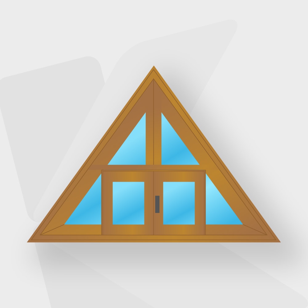 Треугольное окно с двумя прямоугольными створками